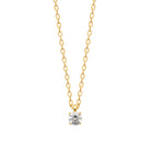 Collier solitaire fin zircon rond en plaqué or
