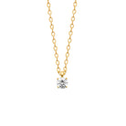 Collier solitaire fin zircon rond en plaqué or