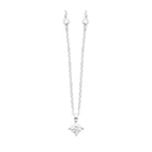 Collier solitaire zircon taille moyenne sur chaîne ponctuée en argent 925