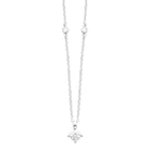 Collier solitaire zircon taille moyenne sur chaîne ponctuée en argent 925