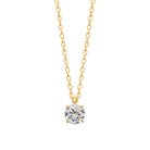 Collier solitaire zircon rond grand modèle en plaqué or