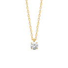 Collier solitaire zircon rond taille moyenne en plaqué or