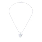 Collier tête de tigre en or blanc aux yeux de diamants jaunes, vu de face sur une chaîne forçat de 40 cm