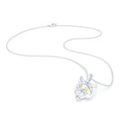 Collier tête de tigre or blanc 18 carats, yeux de diamants jaunes, posé à plat avec chaîne et fermoir