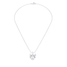 Collier tête de tigre en or blanc aux yeux de saphirs orange, vu de face sur une chaîne forçat de 40 cm