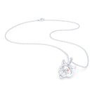 Collier tête de tigre or blanc 18 carats, yeux de saphirs pêche, posé à plat avec chaîne et fermoir