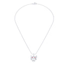 Collier tête de tigre en or blanc aux yeux de saphirs rouges, vu de face sur une chaîne forçat de 40 cm