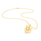Collier tête de tigre en or jaune 18 carats, yeux en pierres précieuses au choix