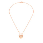 Collier tête de tigre en or rose aux yeux de diamants jaunes, vu de face sur une chaîne forçat de 40 cm
