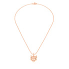 Collier tête de tigre en or rose aux yeux de diamants, vu de face sur une chaîne forçat de 40 cm