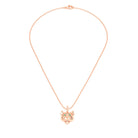 Collier tête de tigre en or rose aux yeux d’émeraudes, vu de face sur une chaîne forçat de 40 cm