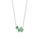 Collier tortue verte enfant en argent 925 rhodié, 37 cm