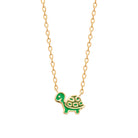 Collier tortue verte enfant en plaqué or, 37 cm