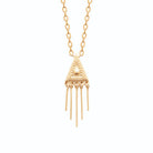 Collier triangle granulé à franges de baguettes en plaqué or