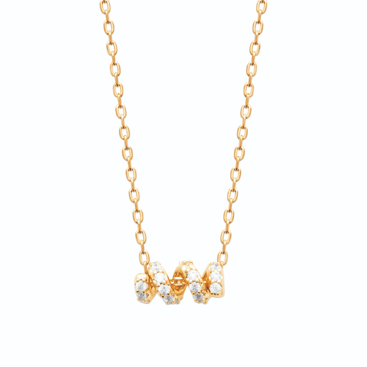 Collier trio de zircons ronds sertis côte à côte en plaqué or