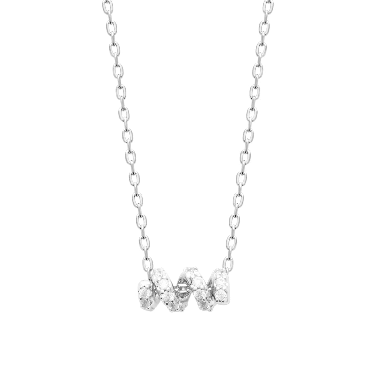 Collier trio de zircons ronds sertis côte à côte en argent 925