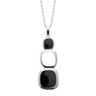 Collier chute de trois carrés et laque noire en acier inoxydable