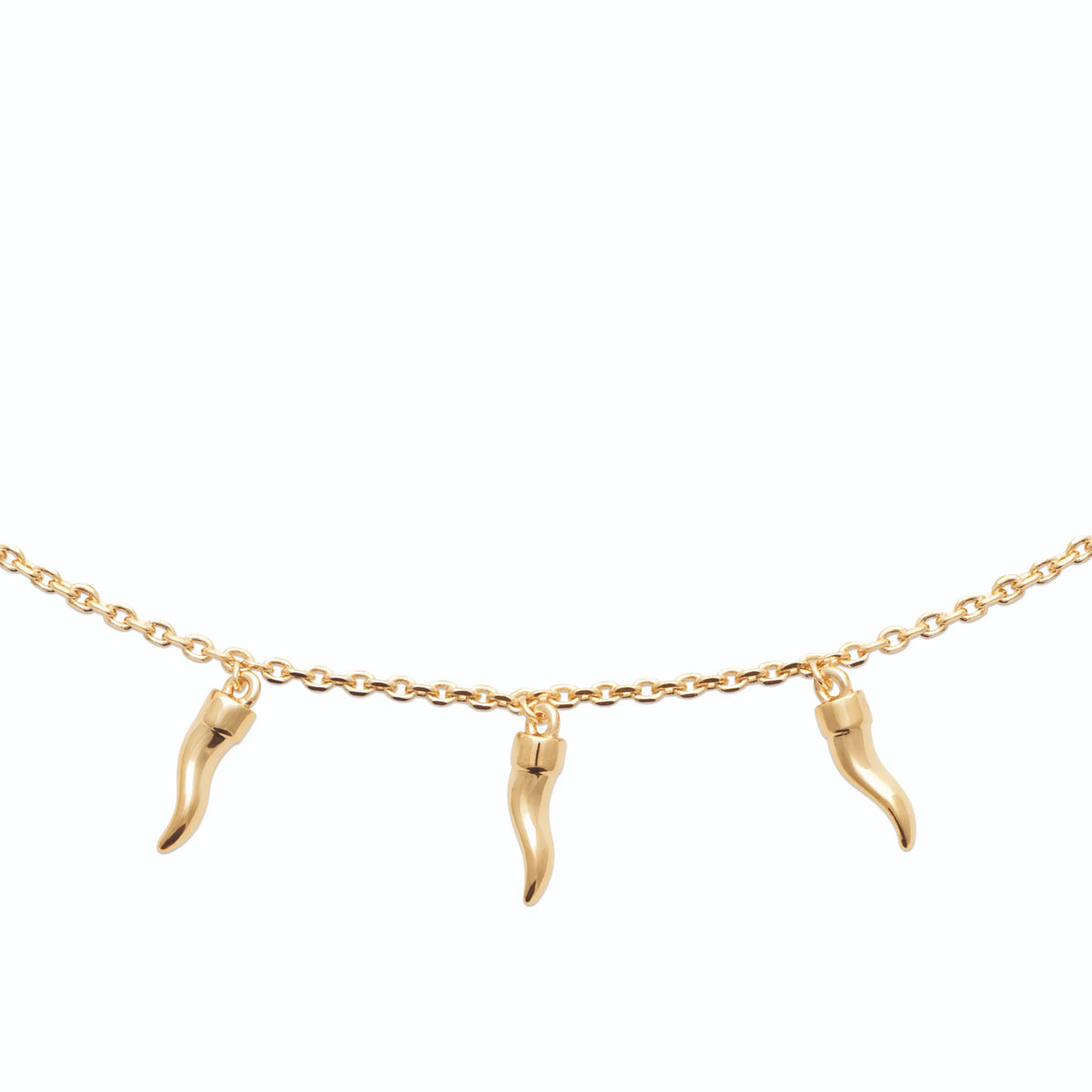 Collier trois cornes porte-bonheur en plaqué or