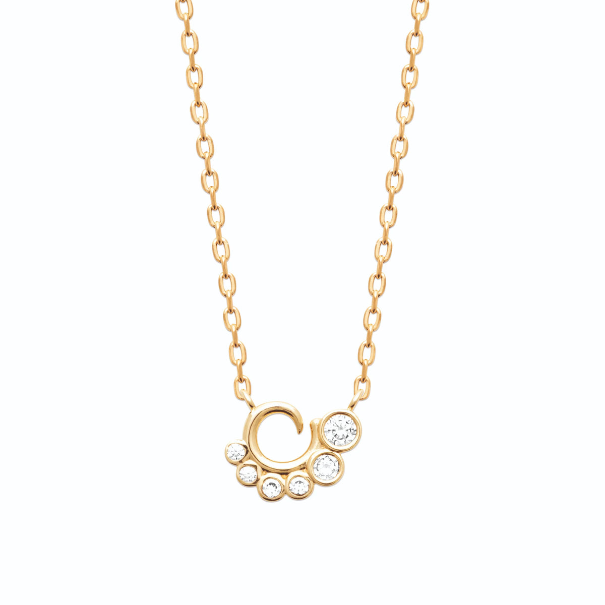 Collier volute et bulles de zircons en plaqué or