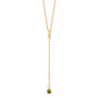Collier en Y barrette, zircon et pierre vert olive en plaqué or