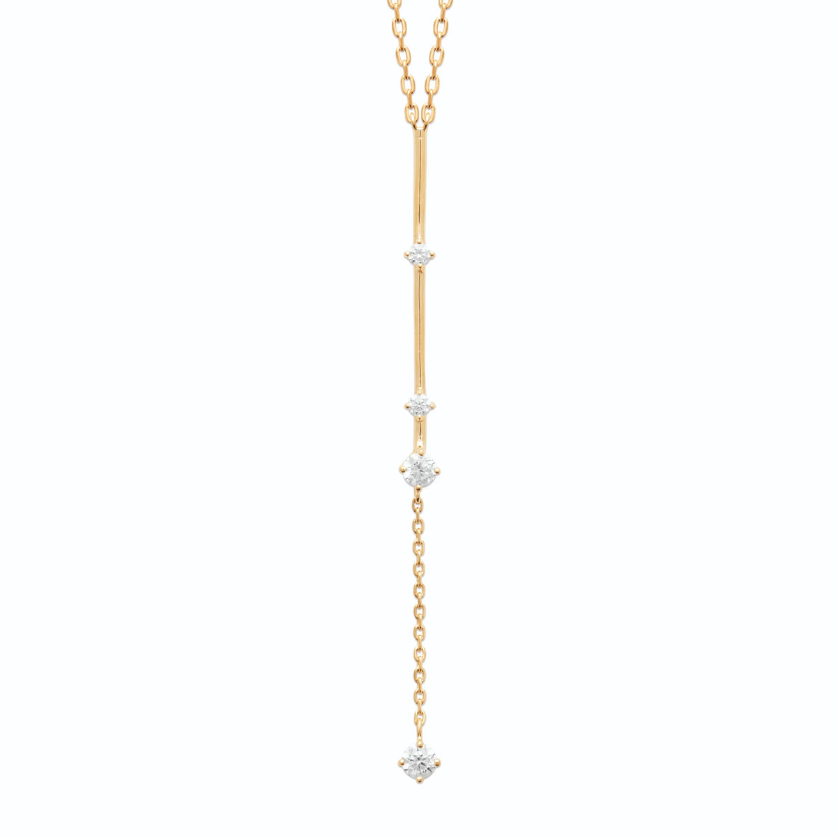 Collier en Y à barrettes et zircons carrés en plaqué or