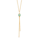 Collier en Y perle d’aventurine verte et chaînettes en plaqué or