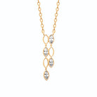 Collier en Y cascade de maillons navette et zircons en plaqué or