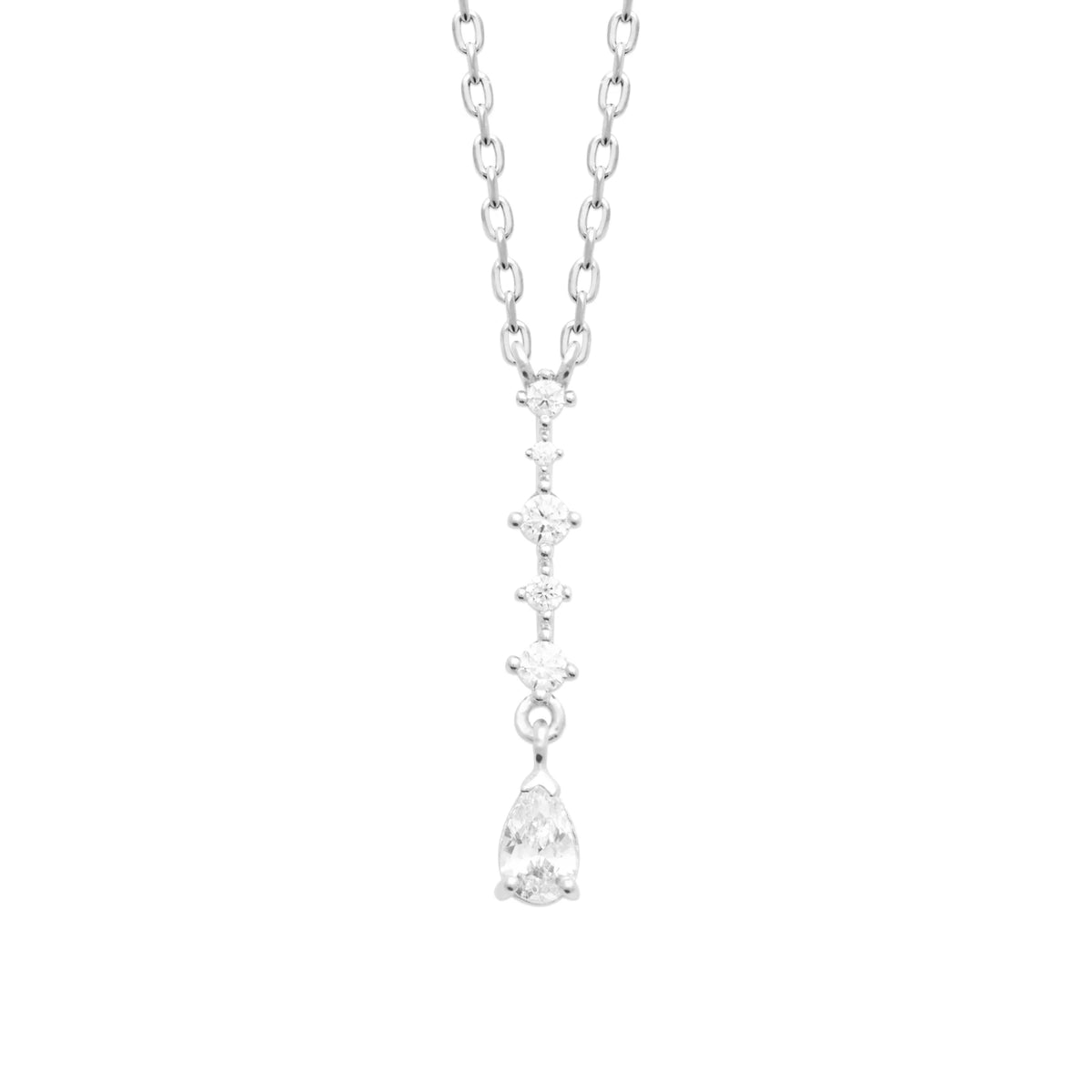 Collier en Y à chute de zircons et zircon poire en argent 925