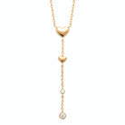 Collier en Y deux cœurs et zircons en chute en plaqué or