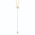 Collier en Y fermoir en T et zircon poire en plaqué or