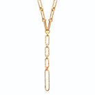 Collier en Y à grandes mailles ovales texturées en plaqué or