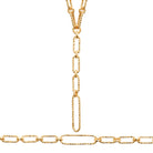 Collier en Y à grandes mailles ovales texturées en plaqué or