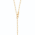 Collier en Y à mailles trombone et anneau central en plaqué or