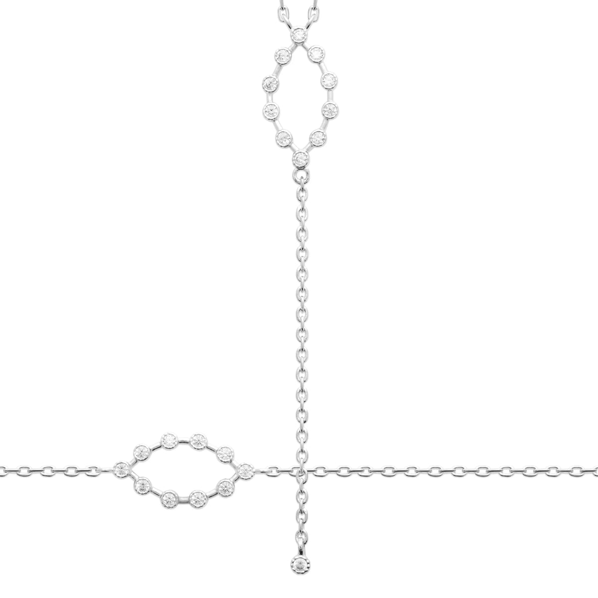 Collier en Y ovale de zircons et goutte de zircon en argent 925