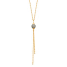 Collier en Y perle de labradorite et pampilles en plaqué or