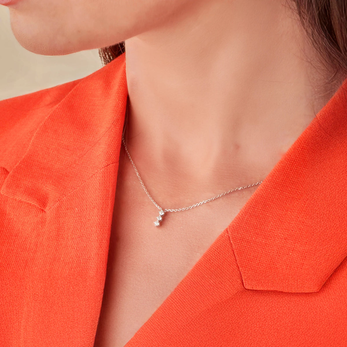 Collier en Y à trois zircons en argent 925