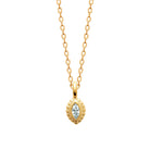 Collier zircon navette dans un cadre perlé en plaqué or