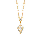 Collier pendentif zircon rond et losange pavé en plaqué or