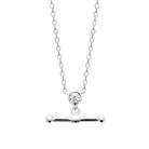 Collier zircon serti clos et barre en T en argent 925
