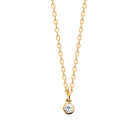 Collier zircon solitaire en pampille sur anneau en plaqué or