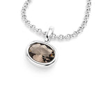 collier byzance pour femme en argent avec  quartz fume ovale