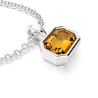 collier byzance rectangle  pour femme en or blanc avec citrine emeraude