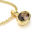 collier byzance pour femme en or jaune avec  quartz fume ovale