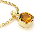 collier byzance pour femme en or jaune avec  citrine coussin