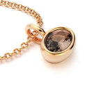 collier byzance pour femme en or rose avec quartz fume ovale