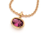 collier byzance pour femme en or rose avec  rhodolite ovale