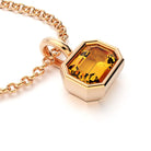 collier byzance rectangle  pour femme en or rose avec citrine emeraude