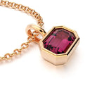 collier byzance rectangle  pour femme en or rose avec rhodolite emeraude