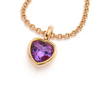 collier byzance pour femme en or rose avec amethyste coeur