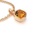 collier byzance pour femme en or rose avec  citrine coussin